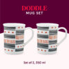 Larah by Borosil Doodle Mug Set, 350ml x 2