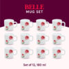 Larah by Borosil Belle Mug Set, 180ml x 12