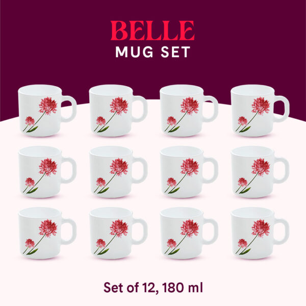 Larah by Borosil Belle Mug Set, 180ml x 12