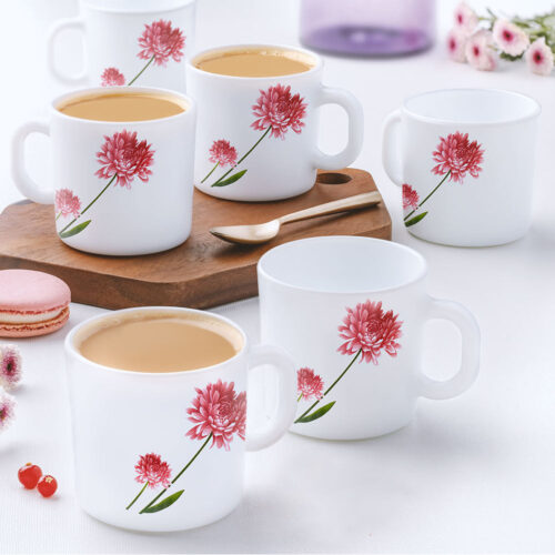 Larah by Borosil Belle Mug Set, 180ml x 12