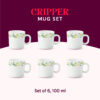 Larah by Borosil Cripper Mug Set, 100ml x 6