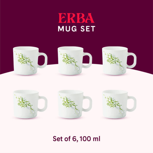Larah by Borosil Erba Mug Set, 100ml x 6