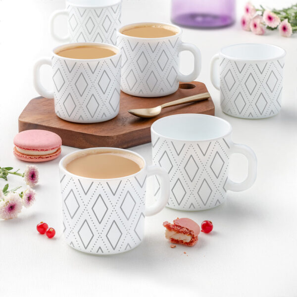 Larah by Borosil Angel Grey Mug Set, 240ml x 2