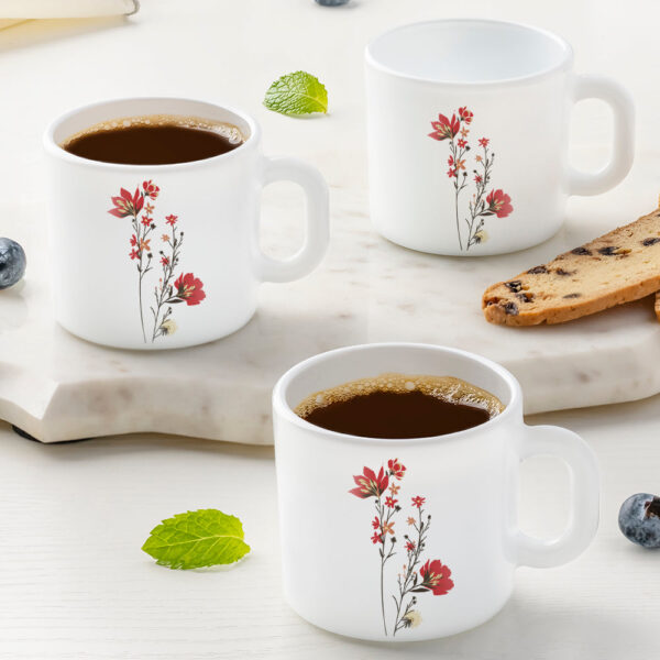 Larah by Borosil Chrys Red Mug Set, 240ml x 2