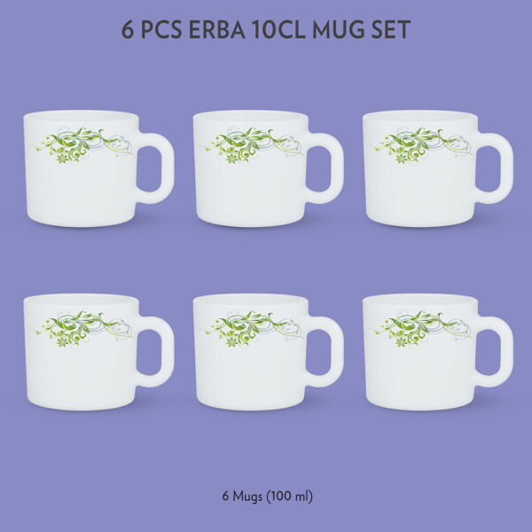 Larah by Borosil Erba Mug Set, 180ml x 6