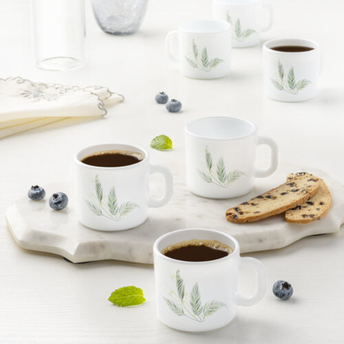 Larah by Borosil Breeze Mug Set, 180ml x 6