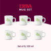 Larah by Borosil Erba Mug Set, 180ml x 6