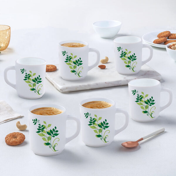 Larah by Borosil Fern Mug Set, 240ml x 2
